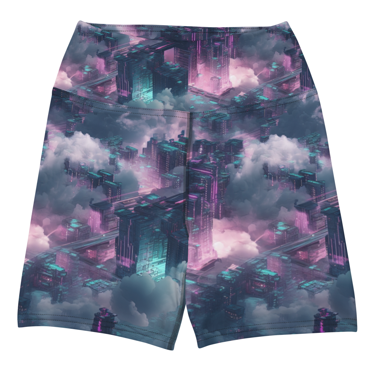 Cloudy City - Blue/Magenta - Yoga Shorts