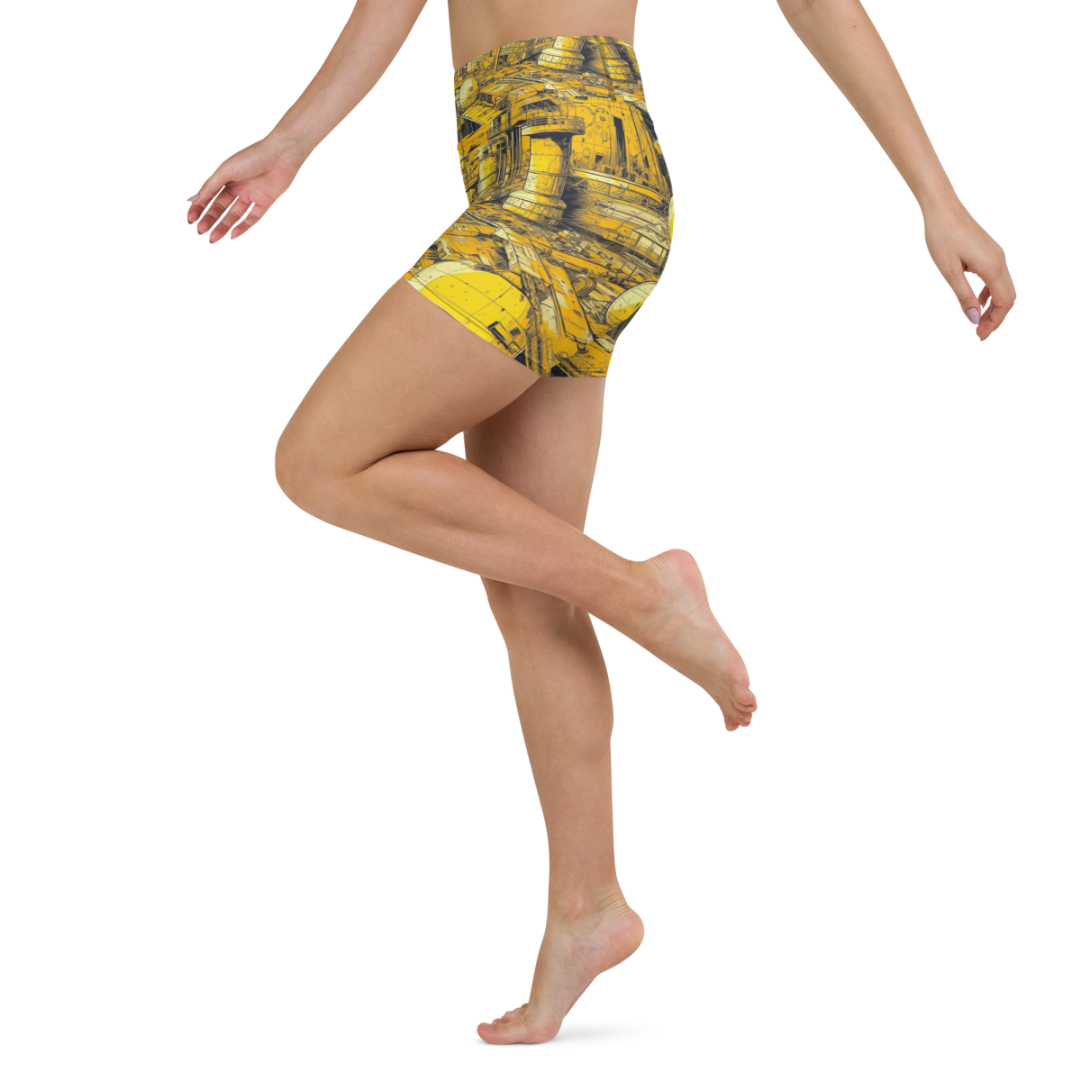 Moon Base - Yellow - Yoga Shorts - Image 3