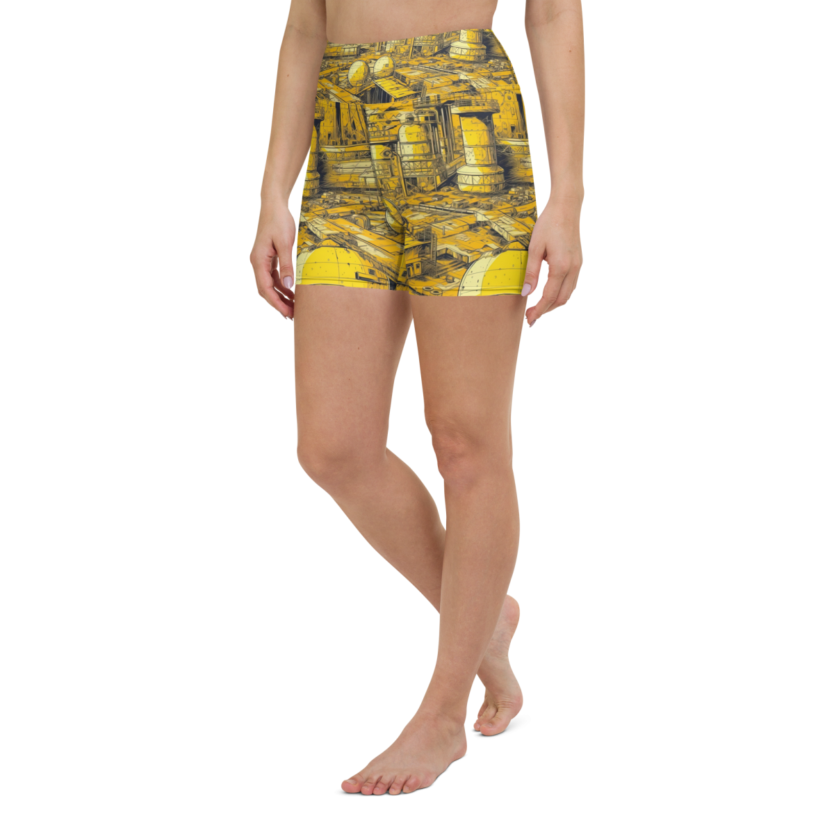 Moon Base - Yellow - Yoga Shorts - Image 2