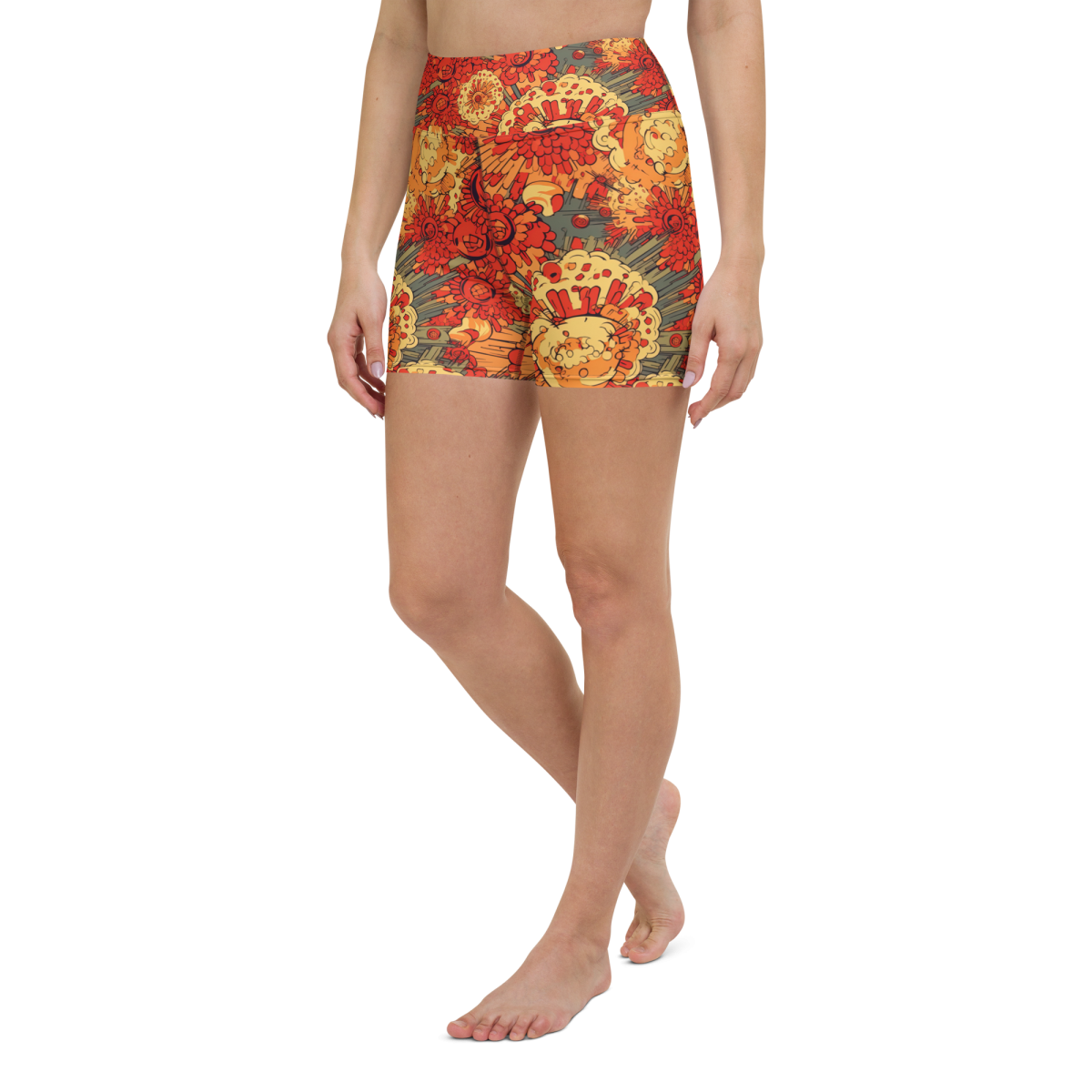 Fiery Fusion - Orange - Yoga Shorts - Image 2