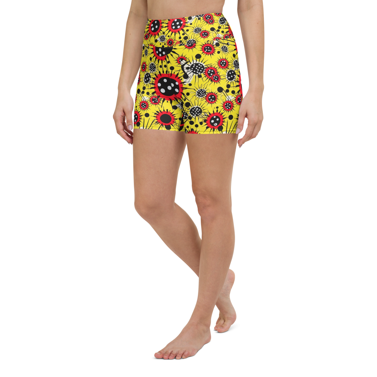 Virus Attack - Yellow/Red - Yoga Shorts - Image 2