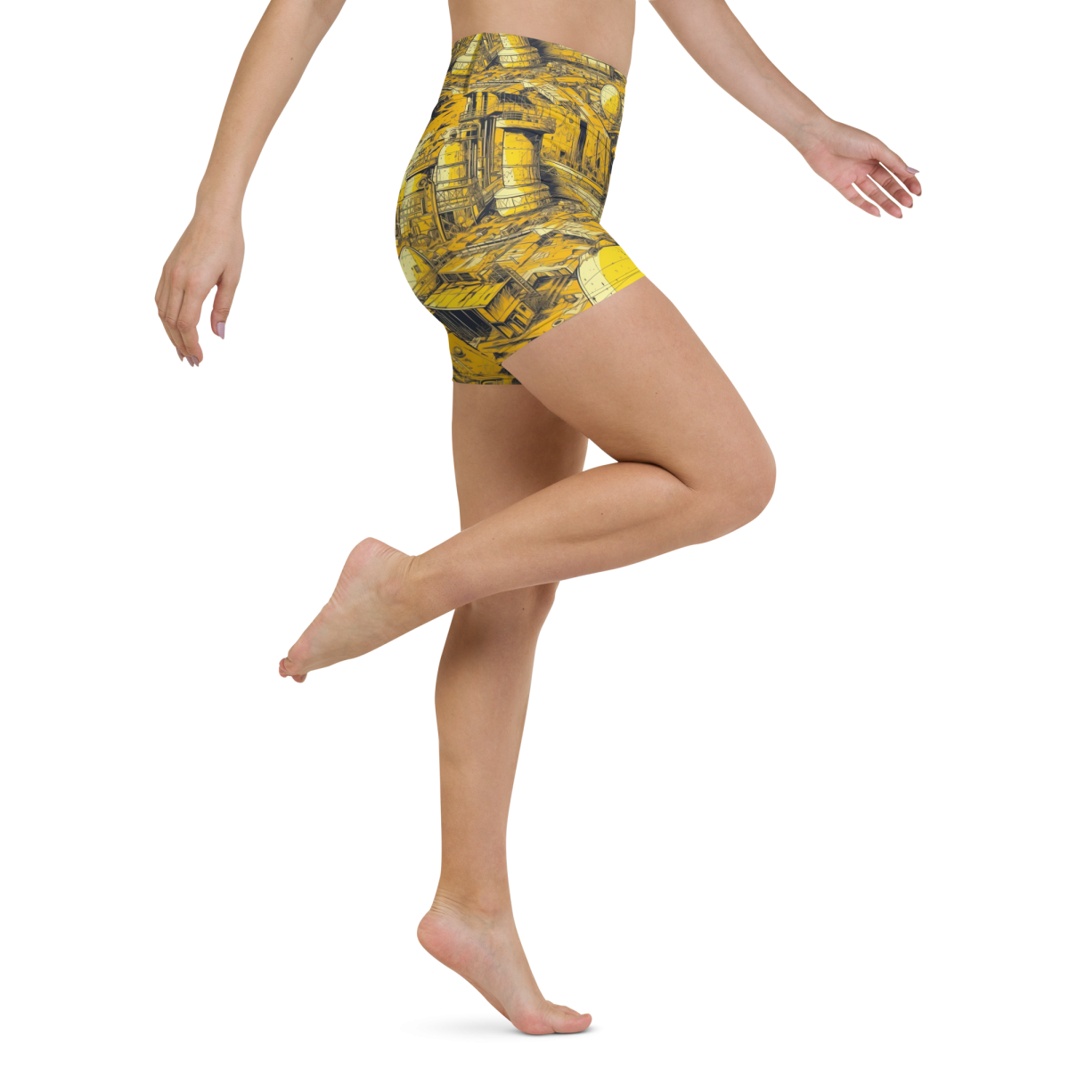 Moon Base - Yellow - Yoga Shorts - Image 10