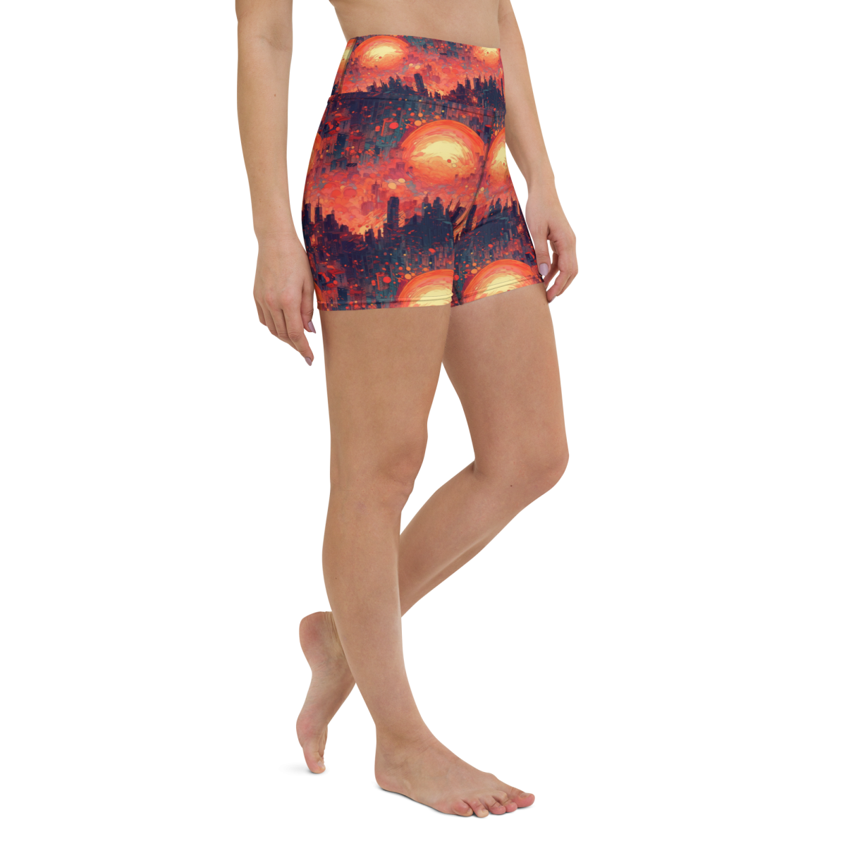 Fiery Dawn - Red/Black - Yoga Shorts - Image 9