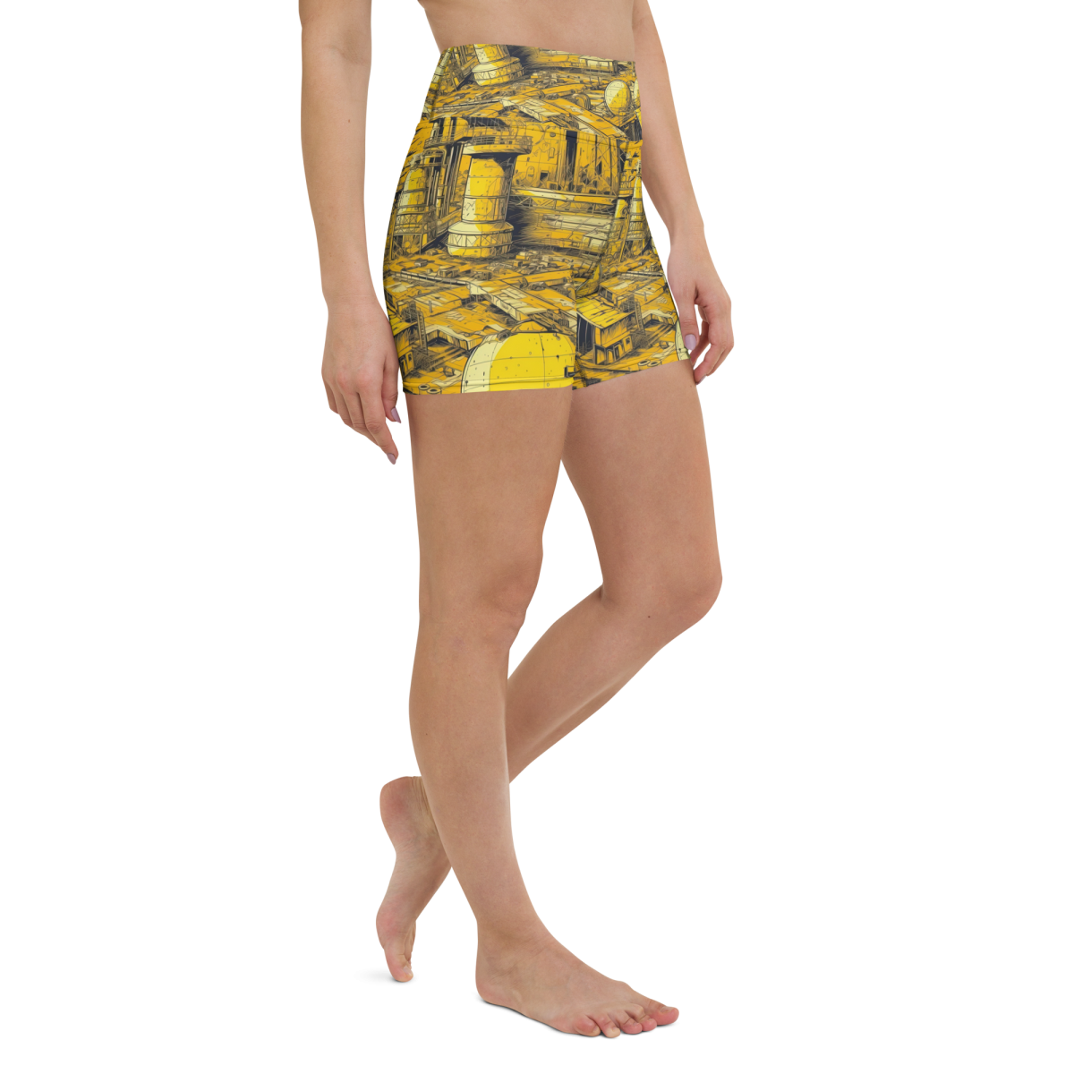 Moon Base - Yellow - Yoga Shorts - Image 9