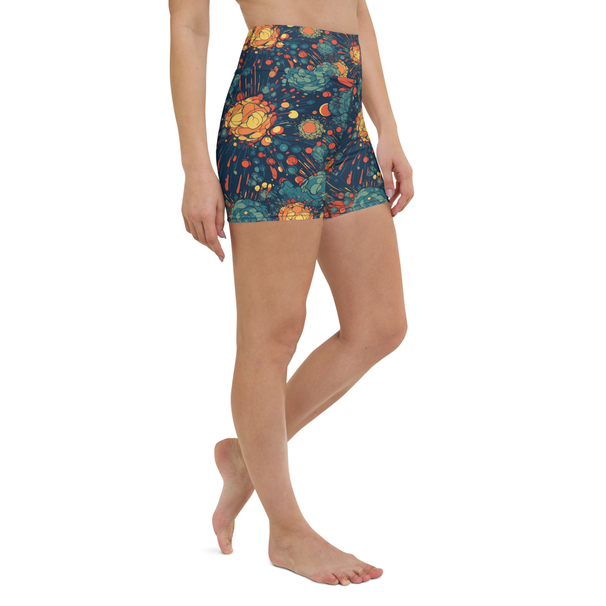Subatomic Schism - Dark Blue--Yoga Shorts - Image 9