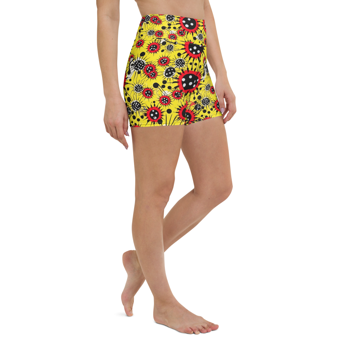 Virus Attack - Yellow/Red - Yoga Shorts - Image 9
