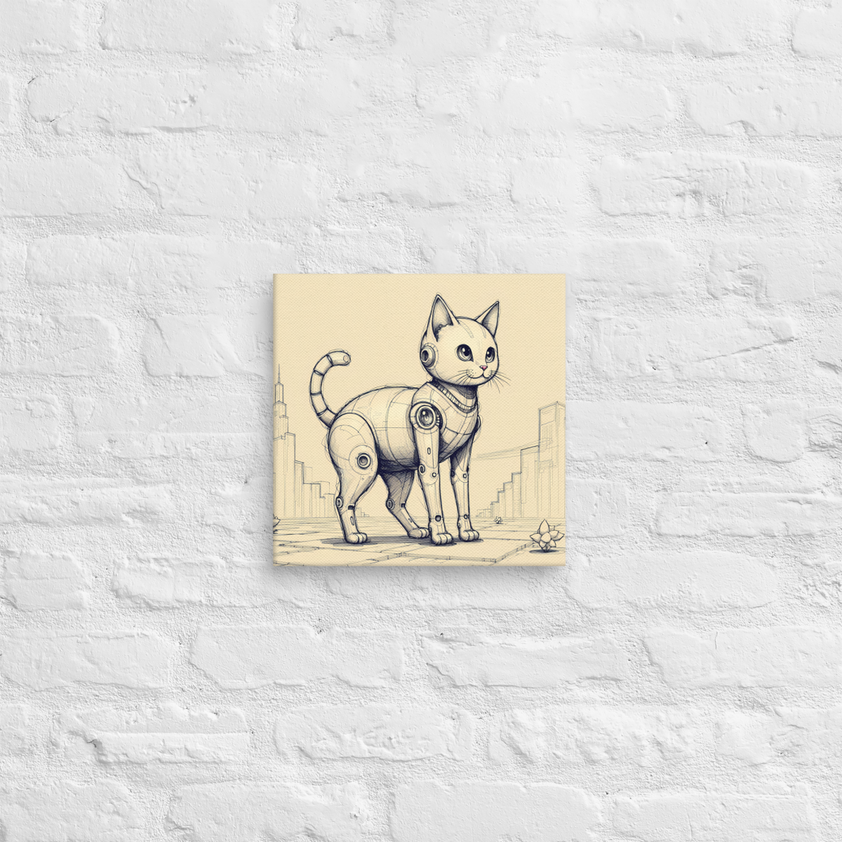 Cybercat sketch - Canvas print