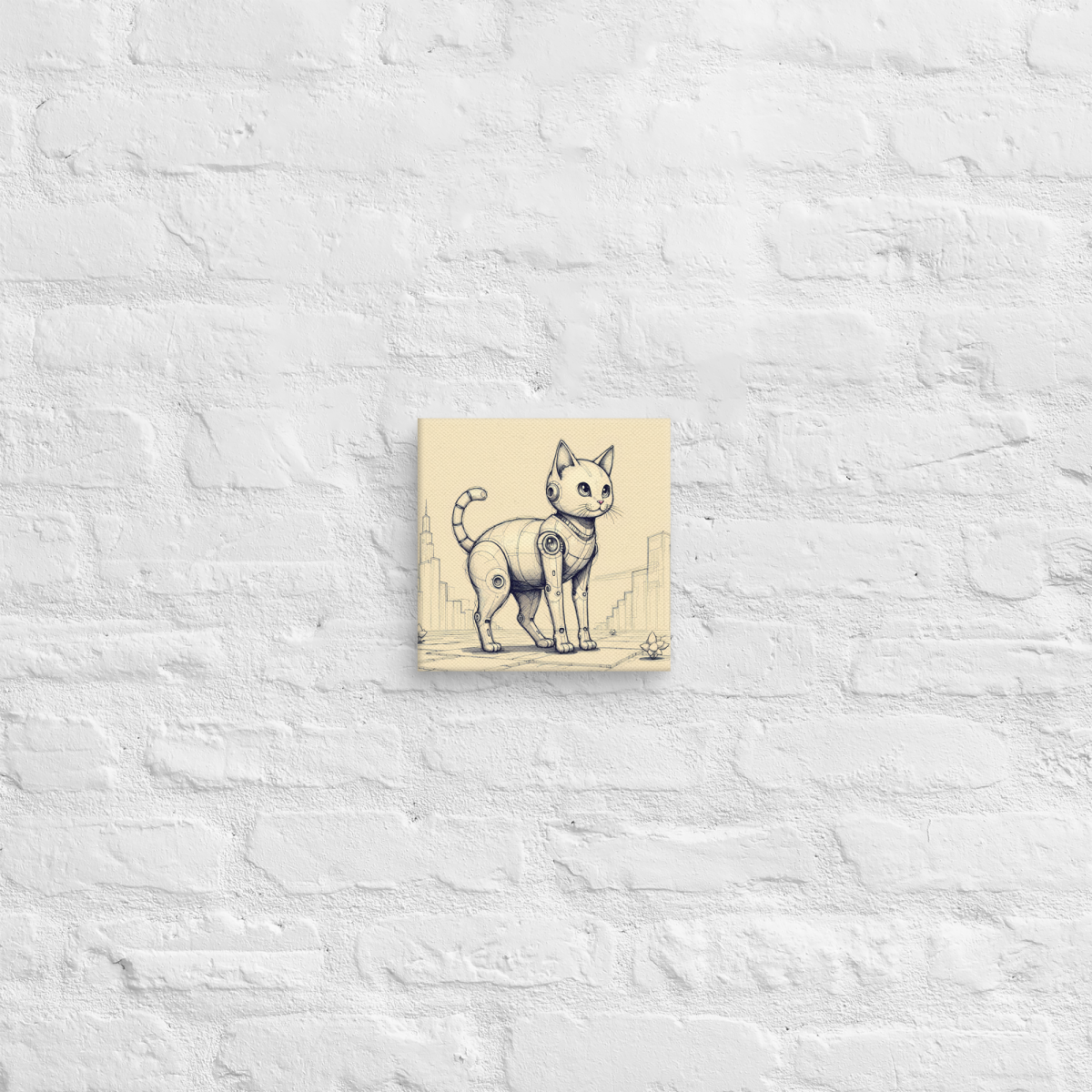 Cybercat sketch - Canvas print - Image 2